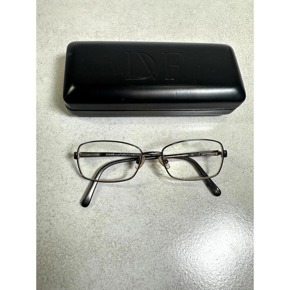 Diane Von Furstenberg Black Rectangular Eyeglass Frames 52-16 135 DVF 8018 203